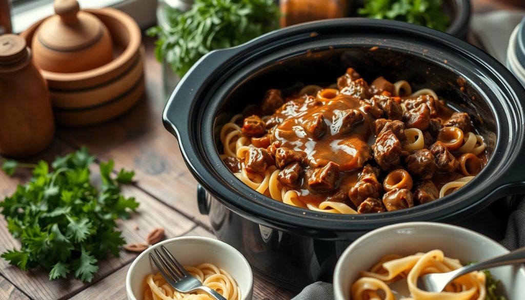 Slow Cooker Beef and Noodles Comfort Meal